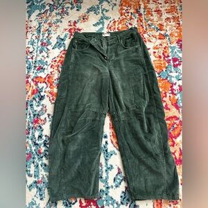 Free People Good Luck Barrel Leg Corduroy Pants in Cypress